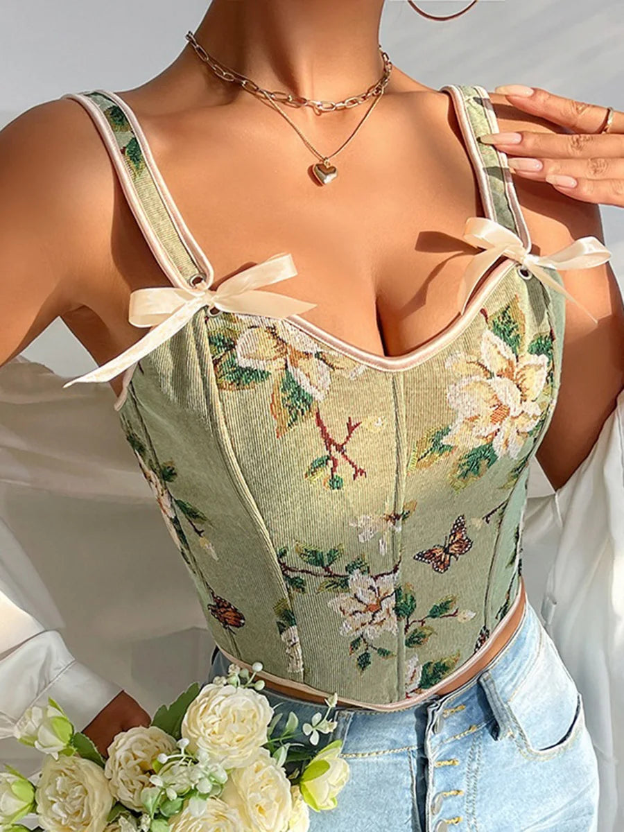 Sexy Strap Bra Tops French Style Floral